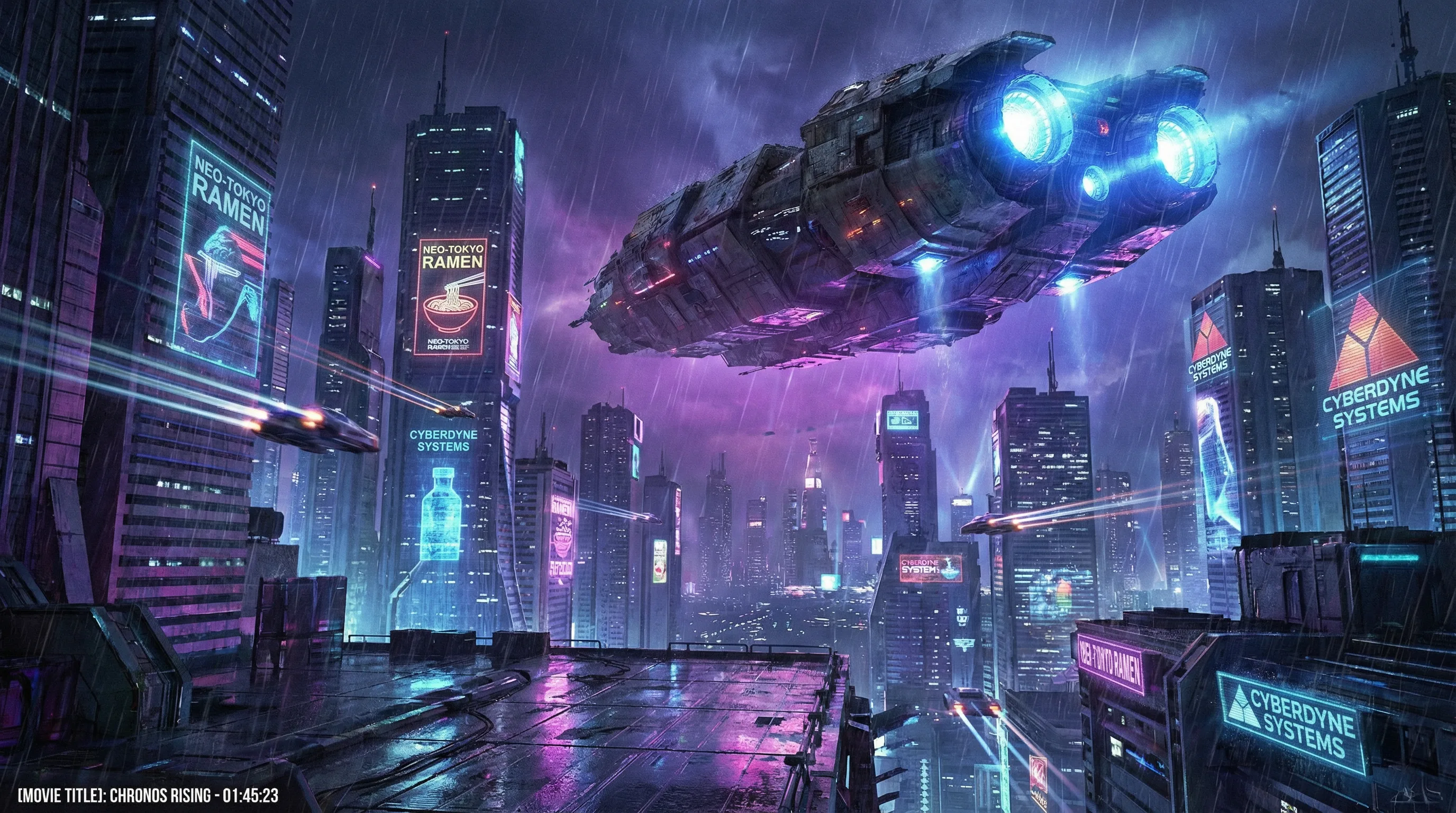 科幻电影《时序崛起》未来城市飞船场景